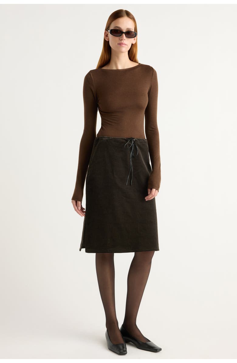 Modern Citizen Bellamy Corduroy Tie-Waist Skirt, Main, color, Dark Brown