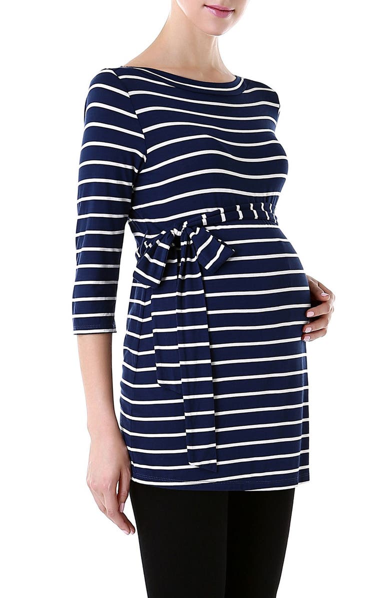 Kimi and Kai 'Whitney' Stripe Belted Maternity Top, Alternate, color, 