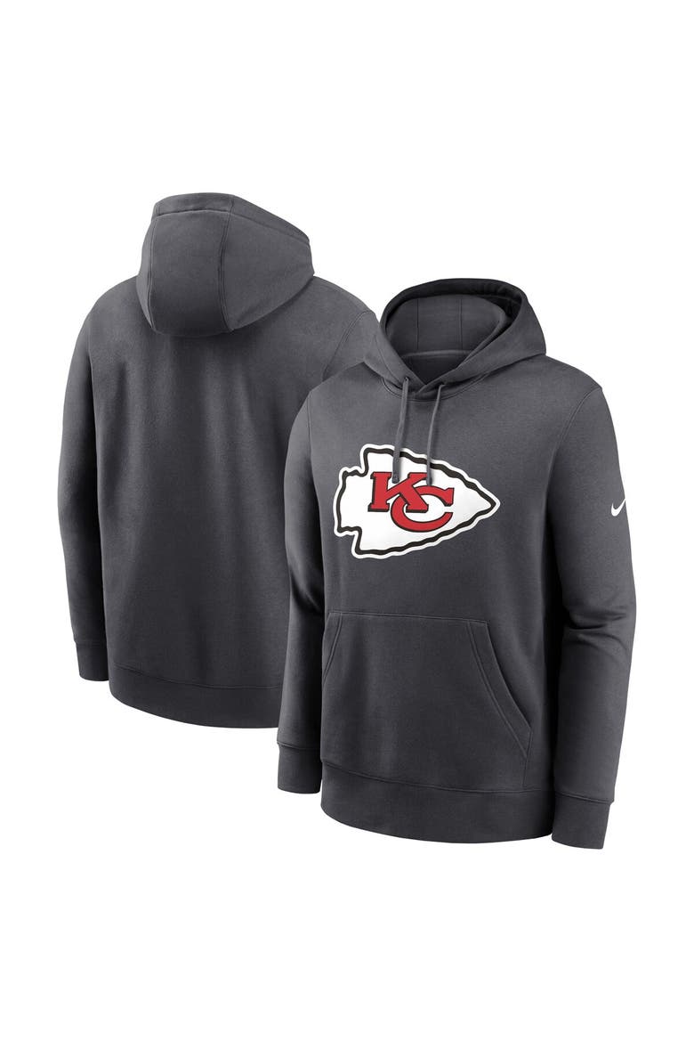 Men's Nike Anthracite Kansas City Chiefs Club Logo Pullover Hoodie, Main, color, Anthracite