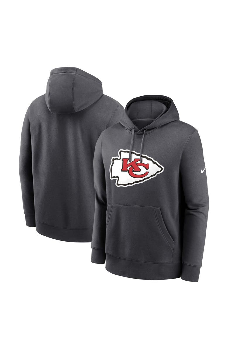 Nike Men's Nike Anthracite Kansas City Chiefs Club Logo Pullover Hoodie, Main, color, Anthracite