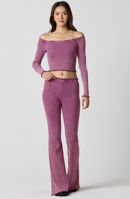 Florence By Mills Core Washed Off The Shoulder Rib Top In Purple