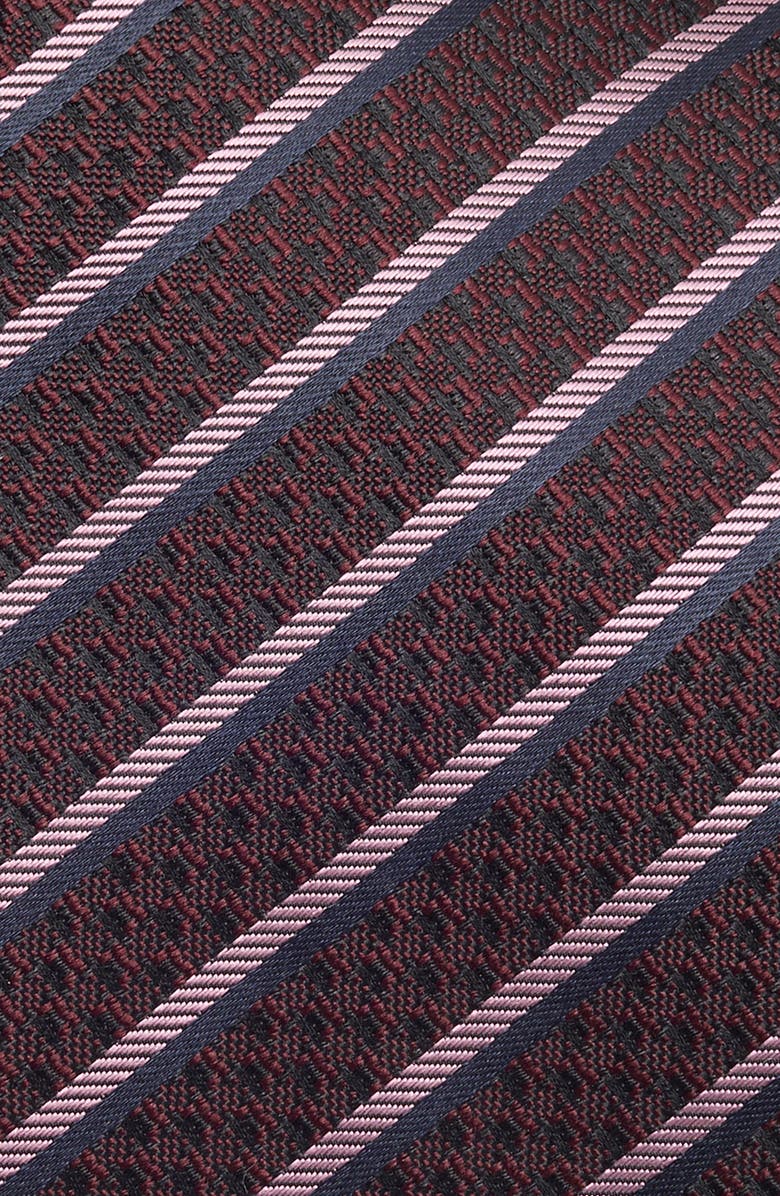 ZEGNA TIES Stripe Silk Tie, Alternate, color, Dark Redstripe