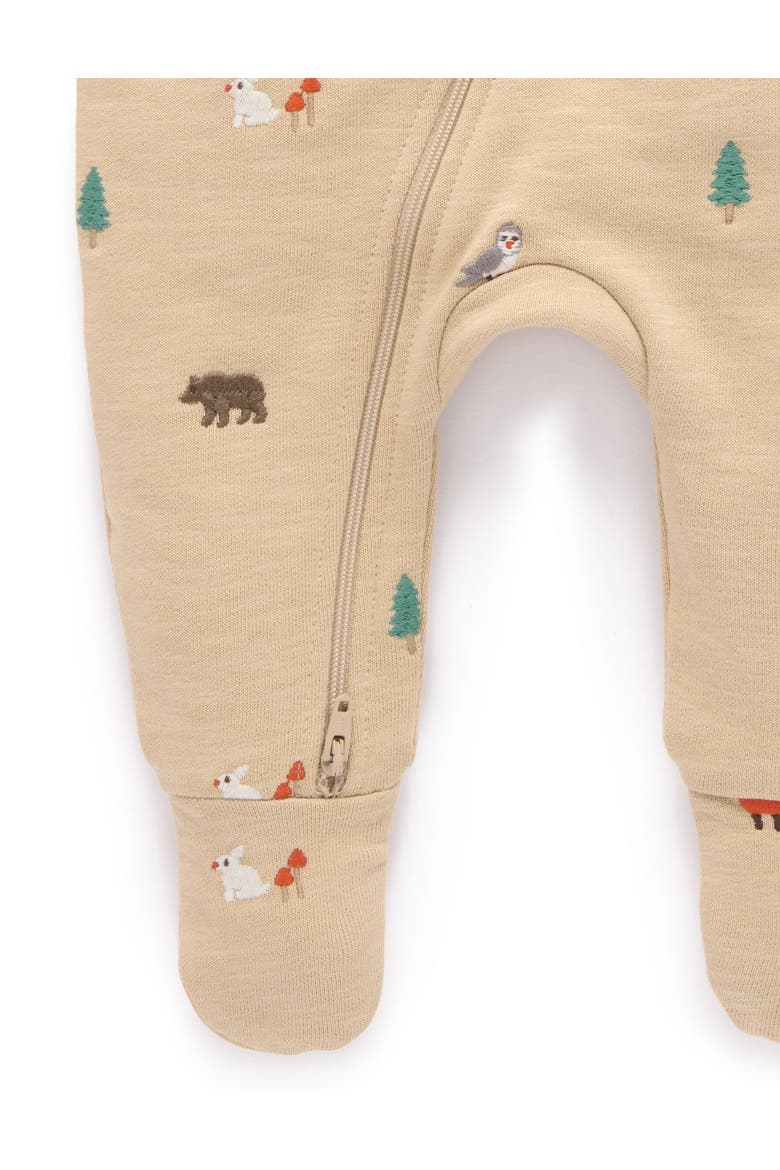 Embroidered Fleece Zip Baby Footie, Alternate, color, Woodland Broderie