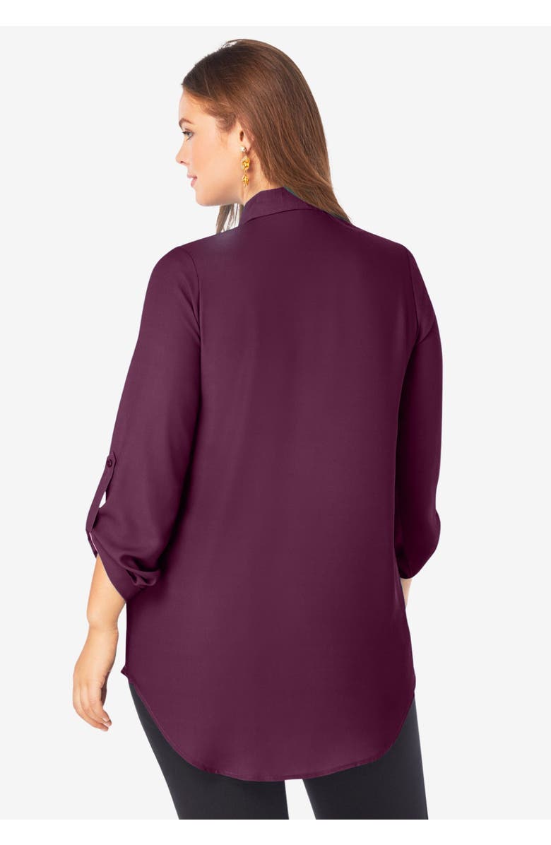 Roaman's Georgette Overlay Big Shirt, Alternate, color, Black