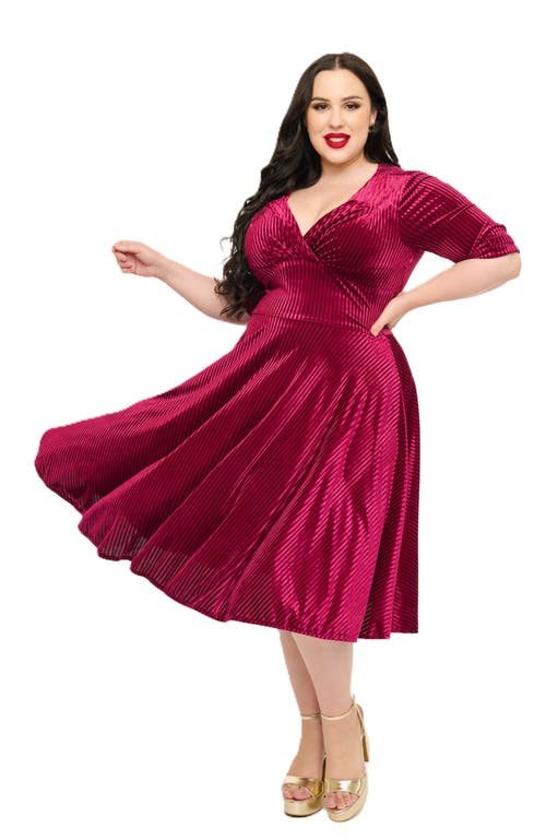 UNIQUE VINTAGE UNIQUE VINTAGE PLUS SIZE HALF SLEEVE SURPLICE DELORES SWING DRESS