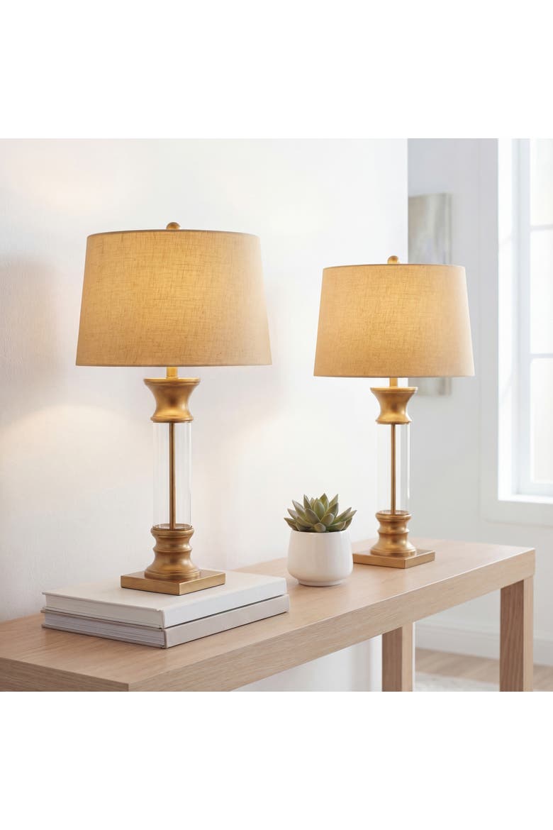 Hunter 32" Metal/Glass LED Table Lamp, Main, color, Gold/Clear