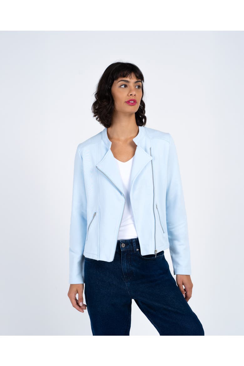 Sculpted Biker Jacket, Alternate, color, Ice Blue