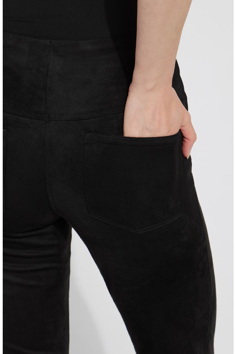 'Lyssentials Jesse Baby Bootcut Faux Suede Leggings, Alternate, color, BLACK