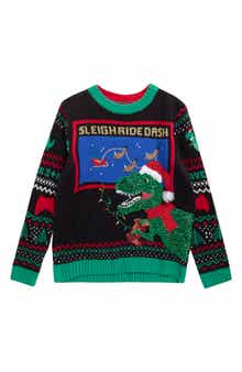 Kids' Santa T-Rex Sweater