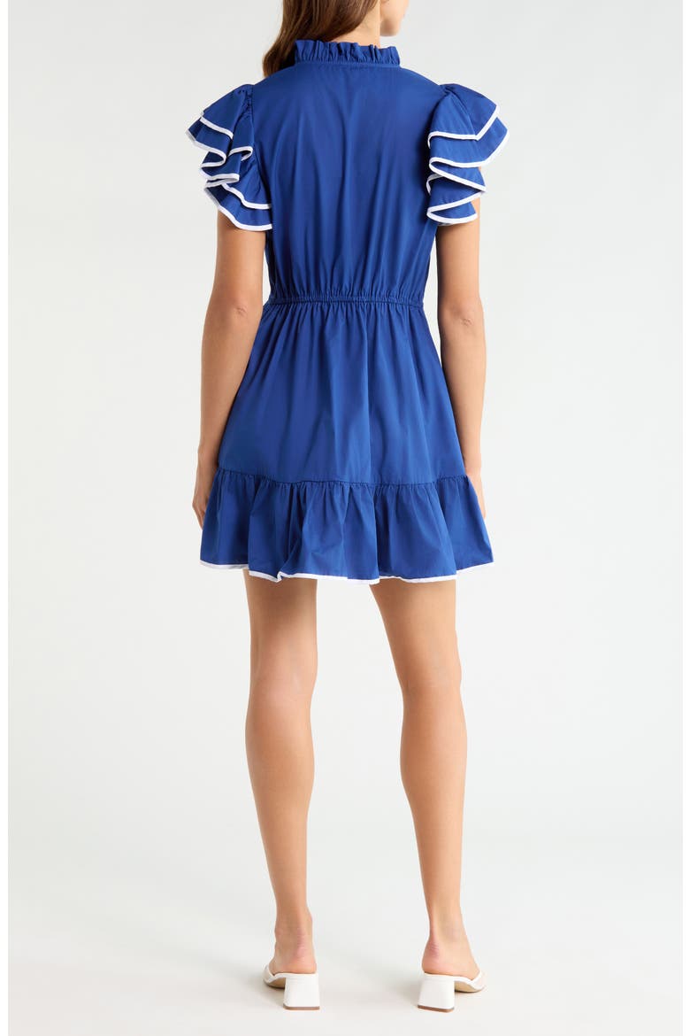 Ruffle Tie Waist Minidress, Alternate, color, NAVY-WHITE