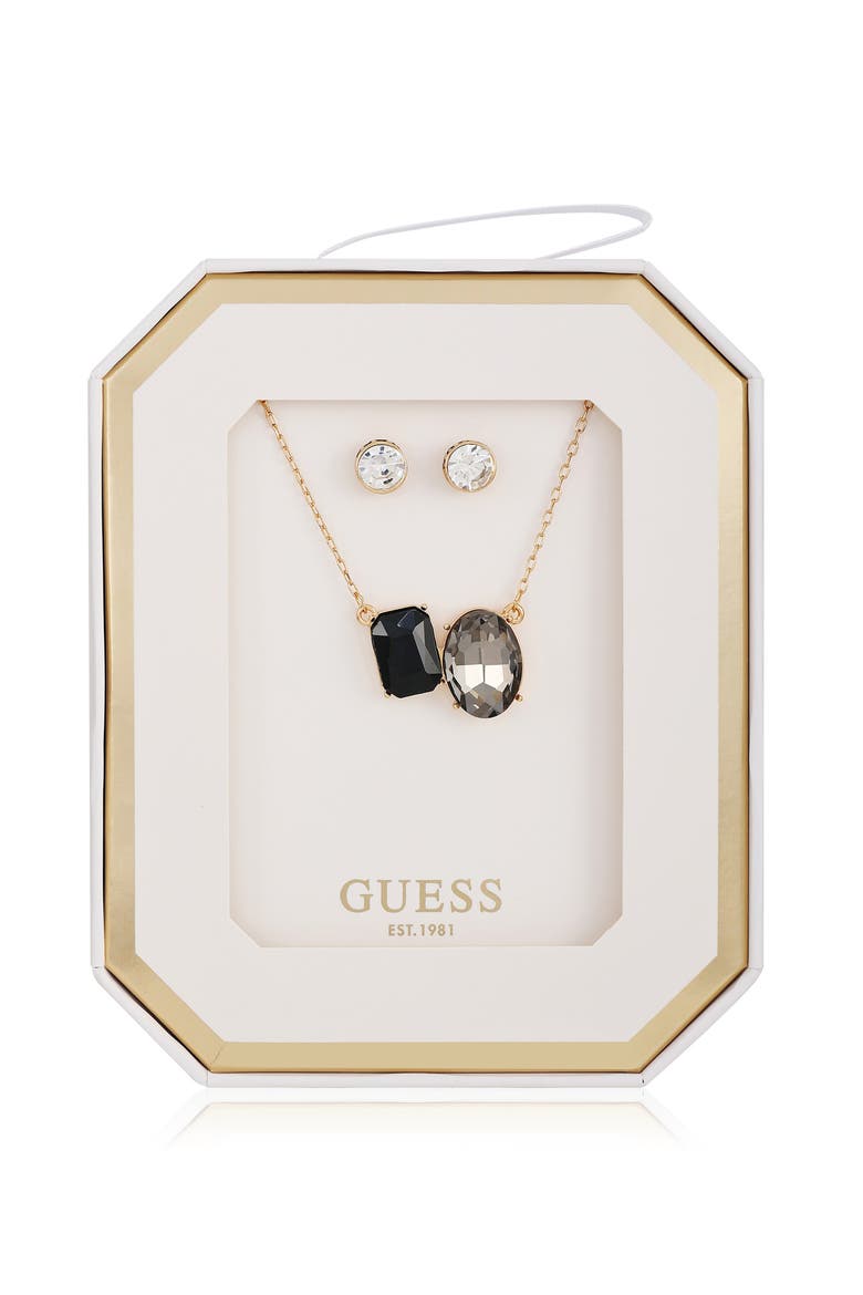 Pendant Necklace & Stud Earrings Set, Main, color, GOLD/BLACK