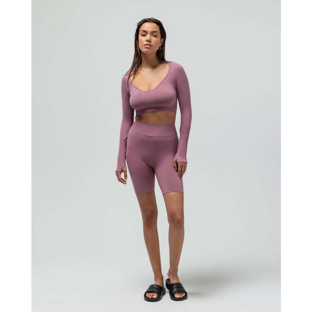 Reformer The V-neck Long Sleeve Crop Top In Multi