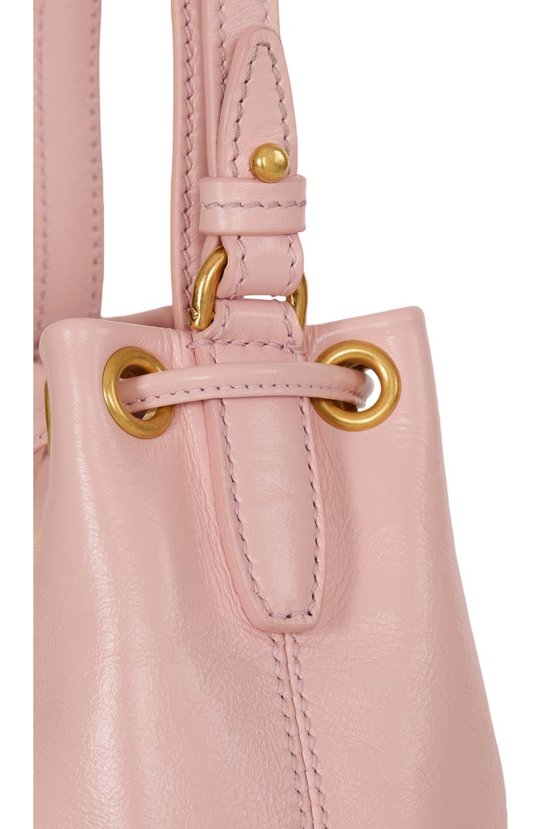 Balmain Pulse Bucket bag in smooth leather, Alternate, color, Pink