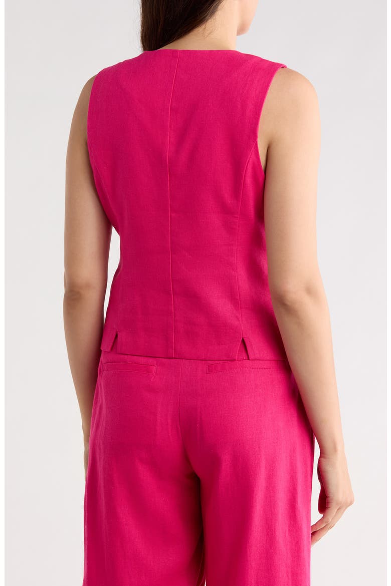 Linen Blend Vest, Alternate, color, HOT PINK