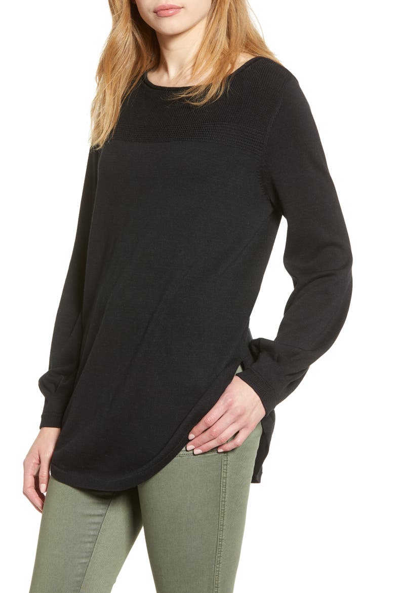 Bishop Sleeve Sweater, Main, color, BLACK