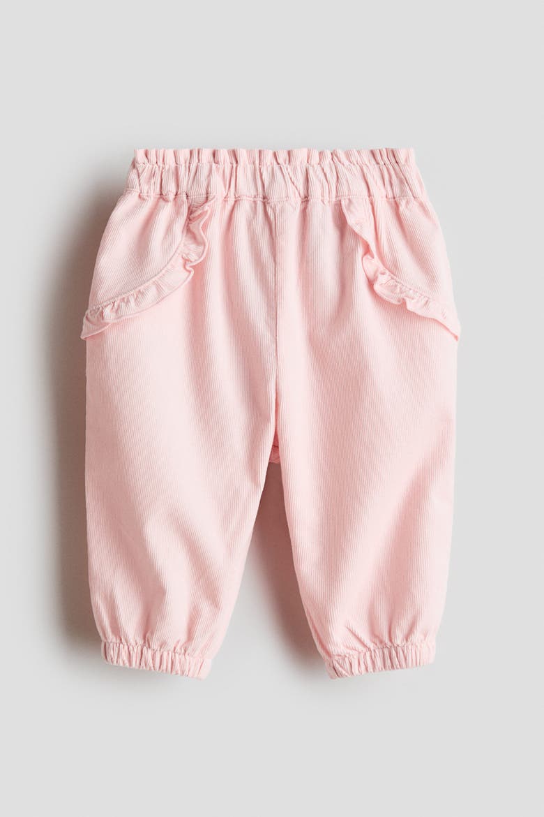 Frill-trimmed Corduroy Trousers, Main, color, Light pink