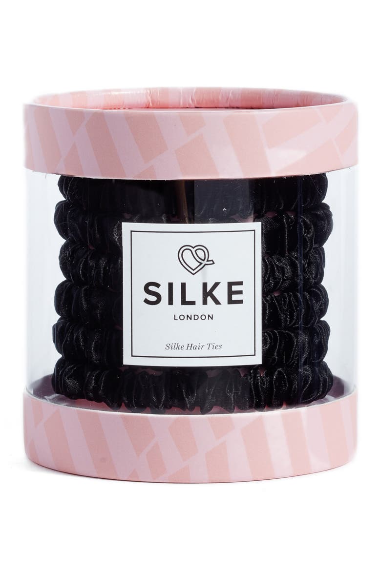 Cleopatra Silk Hair Ties, Main, color, BLACK