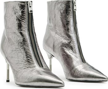 Allsaints Women s Natasha Pointed Metallic Leather Boots Mid Calf