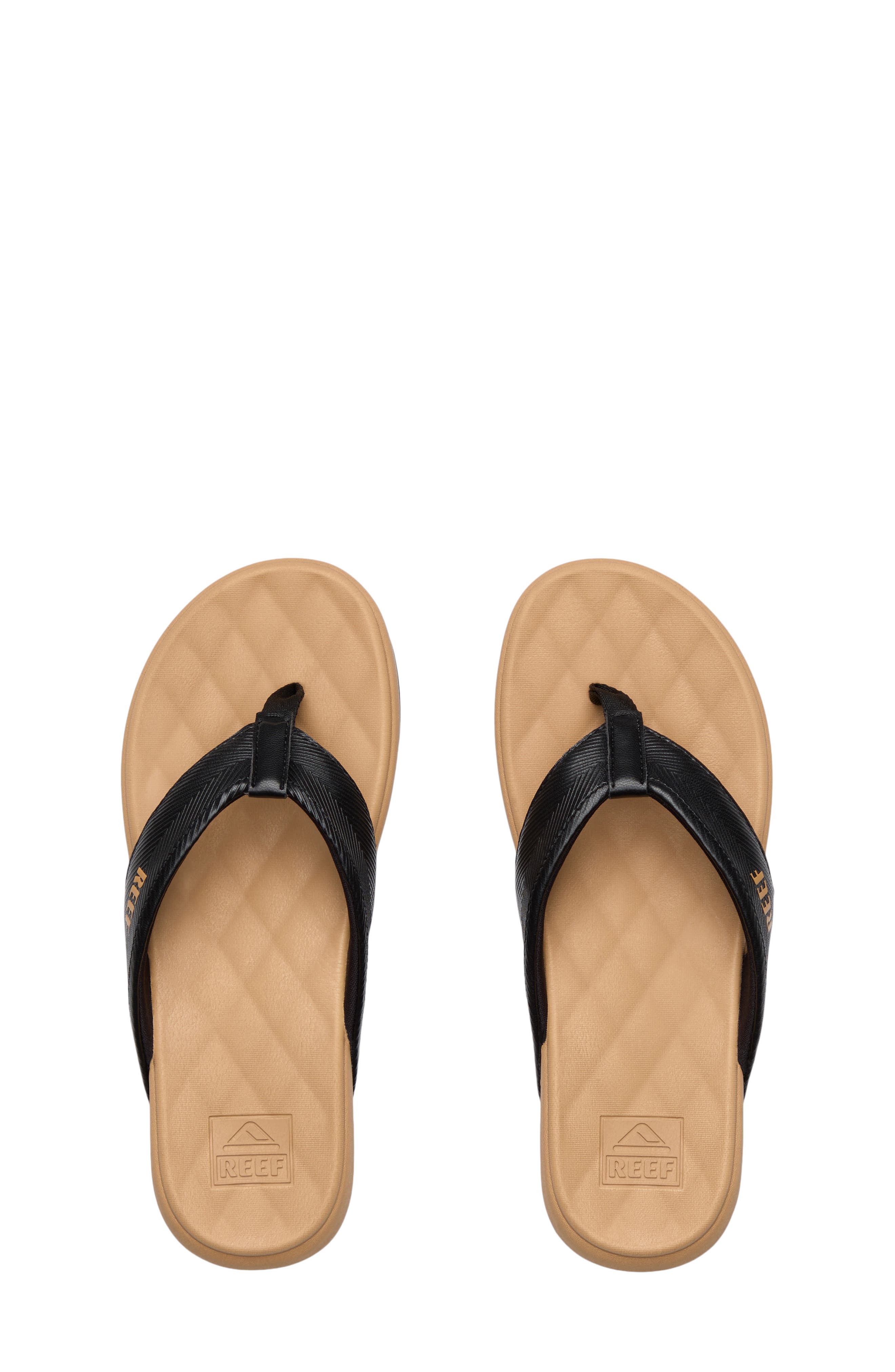 Reef Kids' Cushion Harmony Flip Flop, Alternate, color, Black/ Tan
