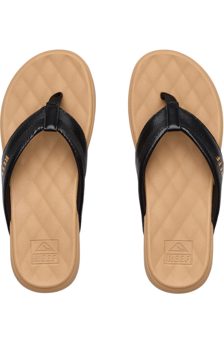 Reef Kids' Cushion Harmony Flip Flop, Alternate, color, Black/ Tan