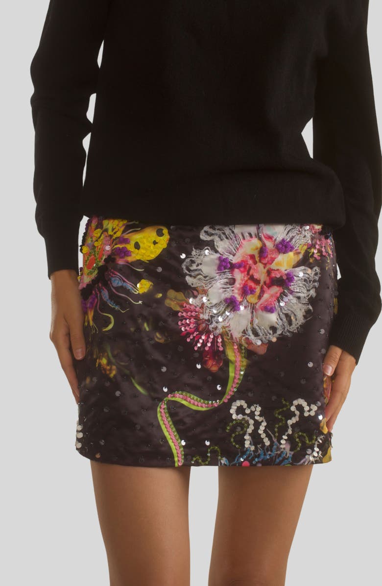 Cynthia Rowley EMBELLISHED SATIN SKIRT, Alternate, color, 