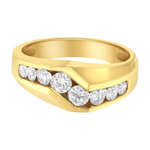 14KT Yellow Gold Men's Round Cut Diamond Ring