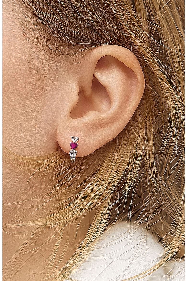 Cascading Cubic Zirconia Heart Hoop, Alternate, color, Hot Pink