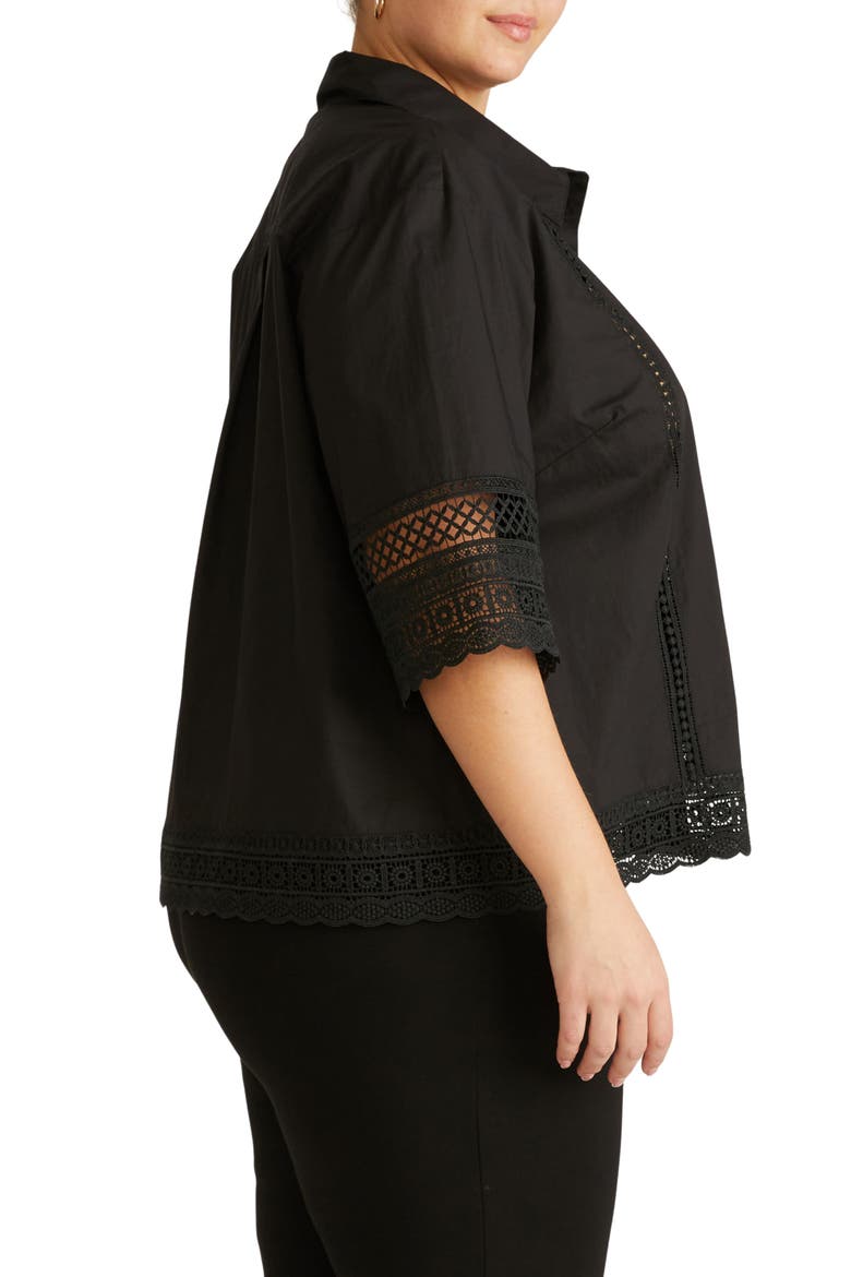 Dora Poplin Button-Up Top, Alternate, color, BLACK