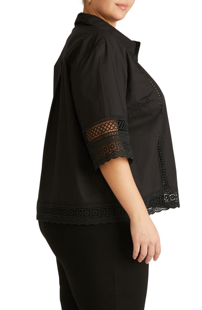 Universal Standard Dora Poplin Button-Up Top, Alternate, color, Black