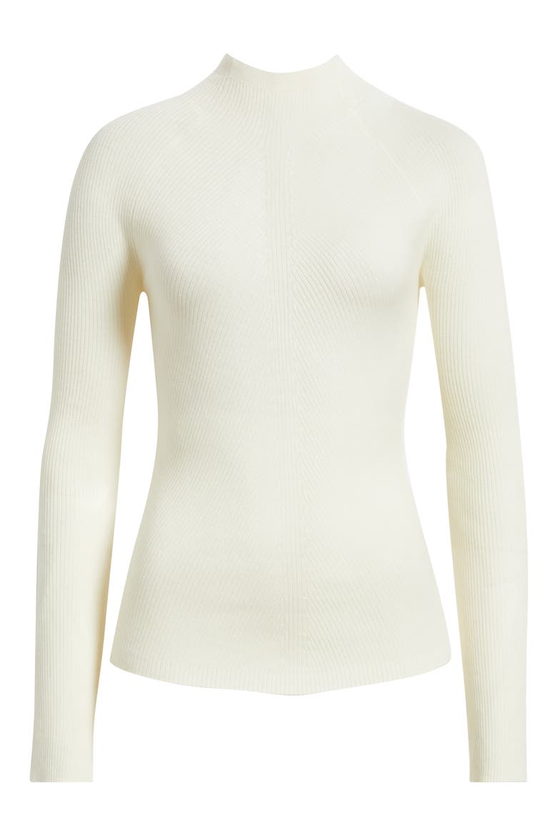 Foliora Virgin Wool Rib Funnel Neck Sweater, Alternate, color, SOFT CREAM