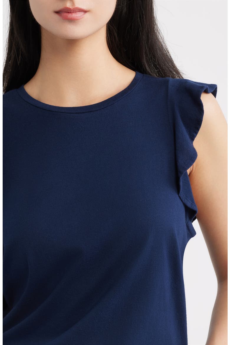 Alaria Flutter Sleeve Pima Cotton Top, Alternate, color, NAVY