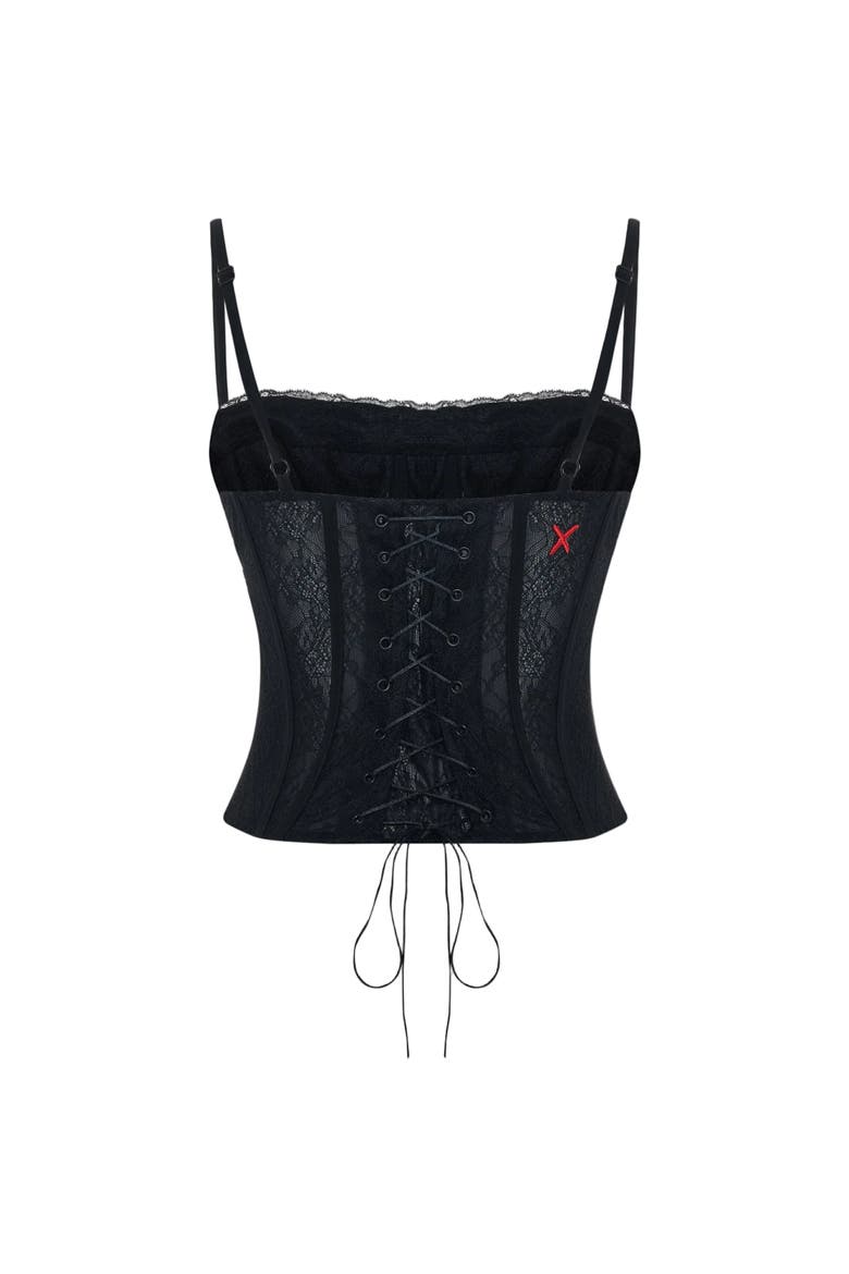 Daydreamers Structured Lace Corset, Alternate, color, BLACK