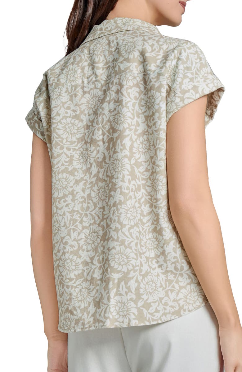 Jones New York Floral Tie Hem Linen Blend Shirt, Alternate, color, 