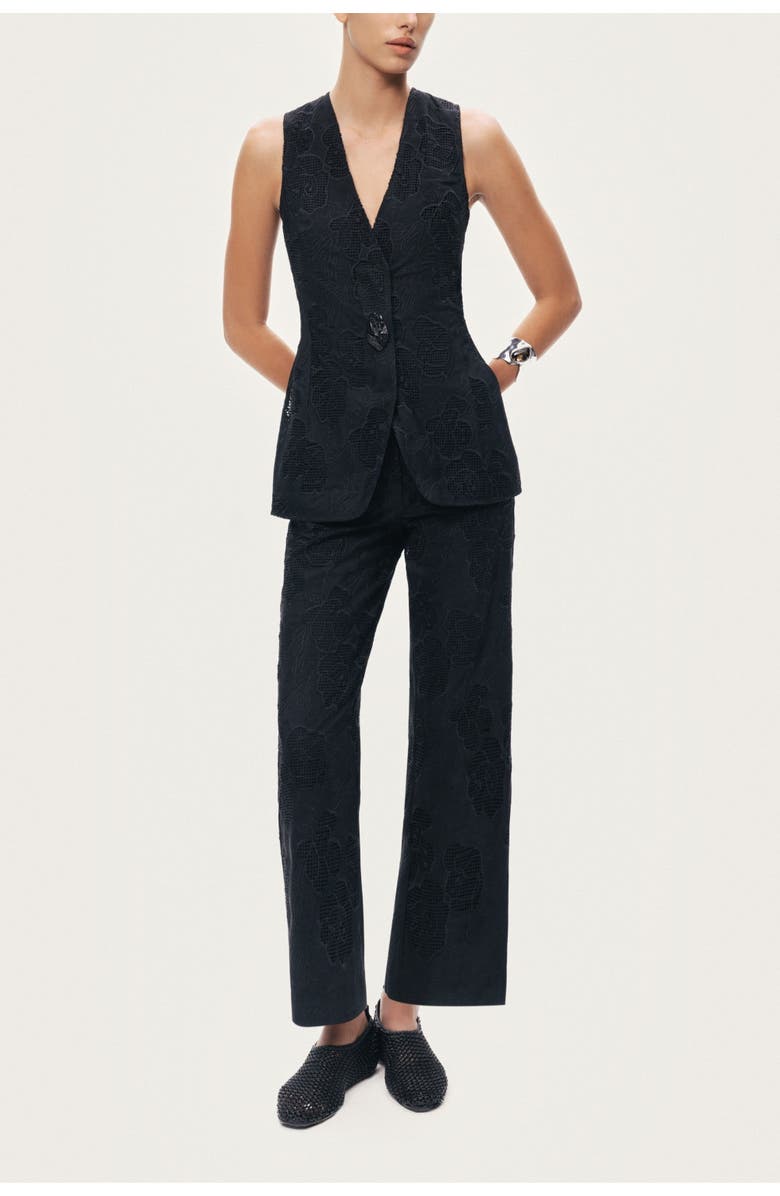 Nocturne Printed Relaxed Straight-Leg Pants, Alternate, color, Black