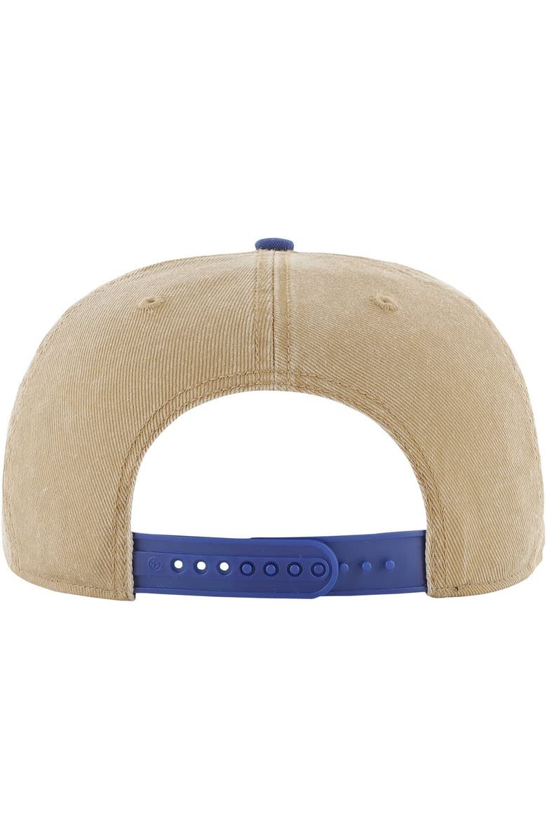 '47 Men's '47 Khaki/Royal Golden State Warriors Chilmark Captain Snapback Hat, Alternate, color, Khaki