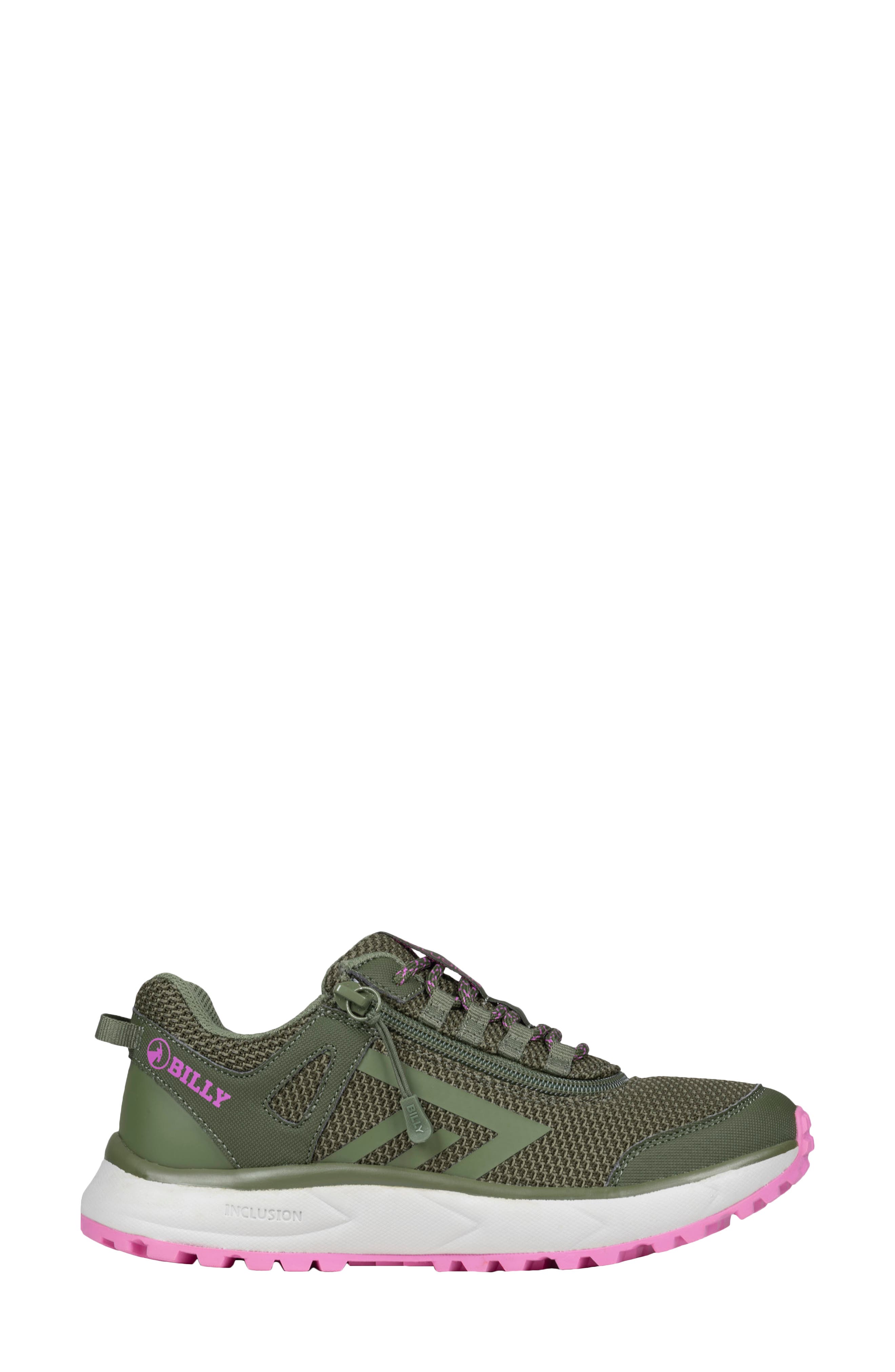 BILLY Footwear Inclusion Trail Sneaker, Alternate, color, Olive Green - Pink