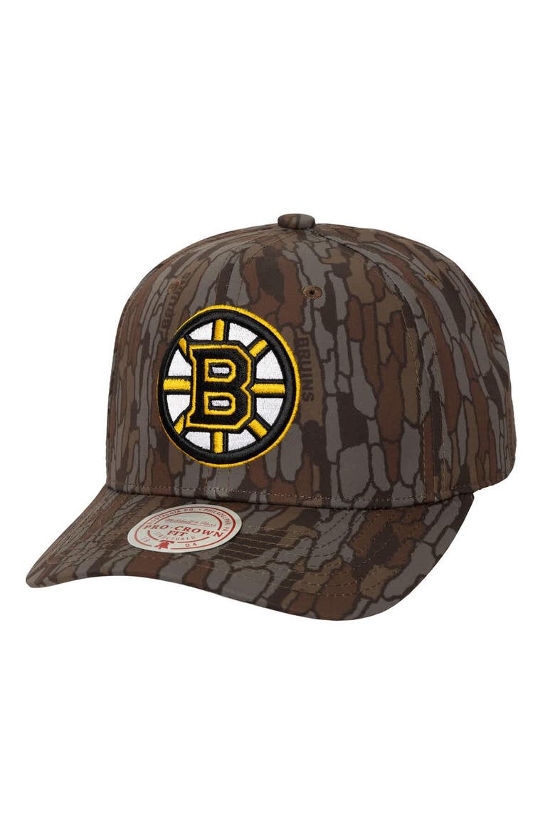 Men's Mitchell & Ness Camo Boston Bruins Hidden Camo Pro Crown Adjustable Hat, Main, color, Camo