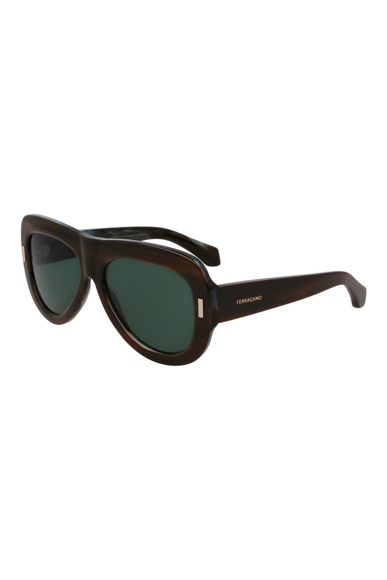 Rivets 57mm Aviator Sunglasses, Alternate, color, STRIPED BROWN GREEN
