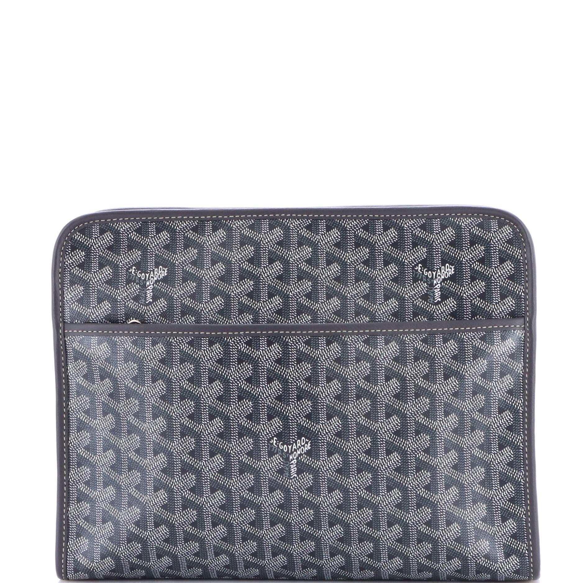 Pre-Owned Goyard Jouvence Toiletry Pouch Coated Canvas GM, Main, color, Gray
