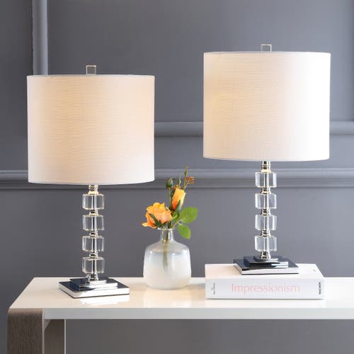 Jonathan Y Barnard 22" Led Crystal/metal Table Lamp, Clear In Clear/chrome