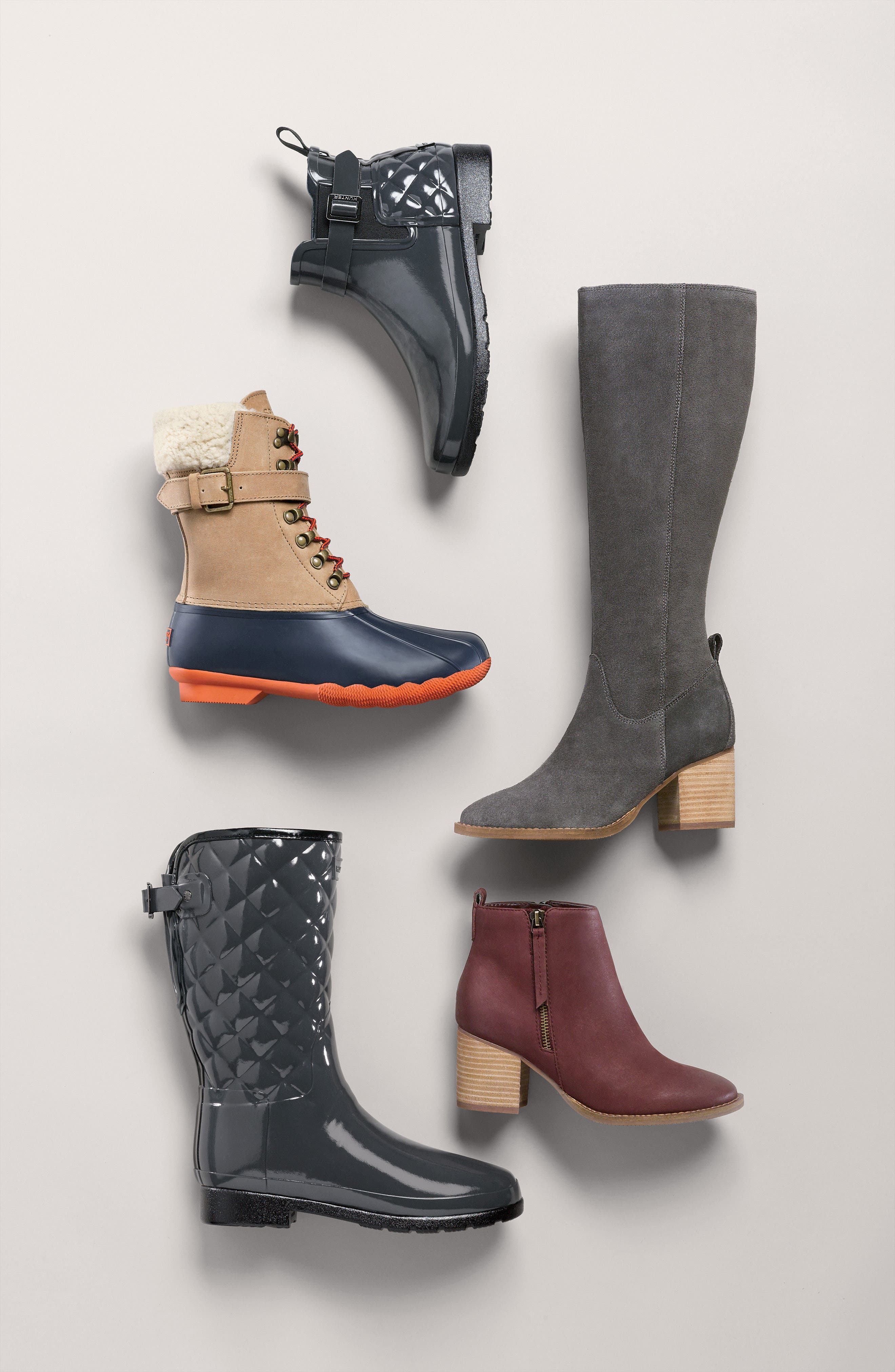 Hunter Refined High Gloss Quilted Short Waterproof Rain Boot