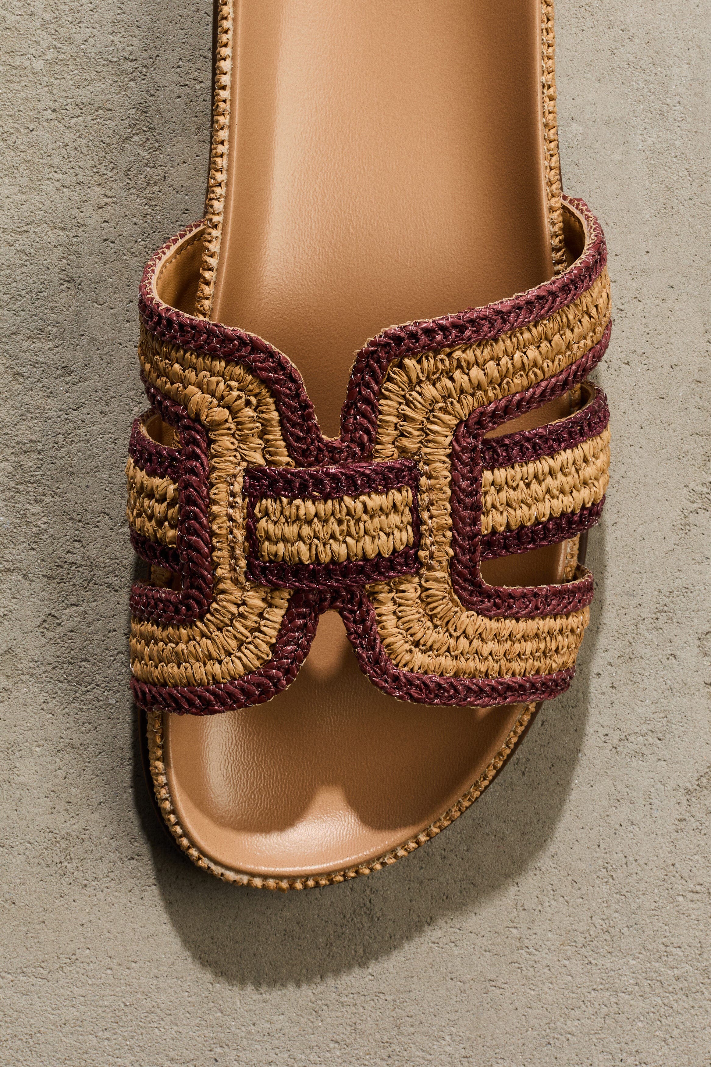 H&M Braided straw sandals, Alternate, color, Beige/Pink