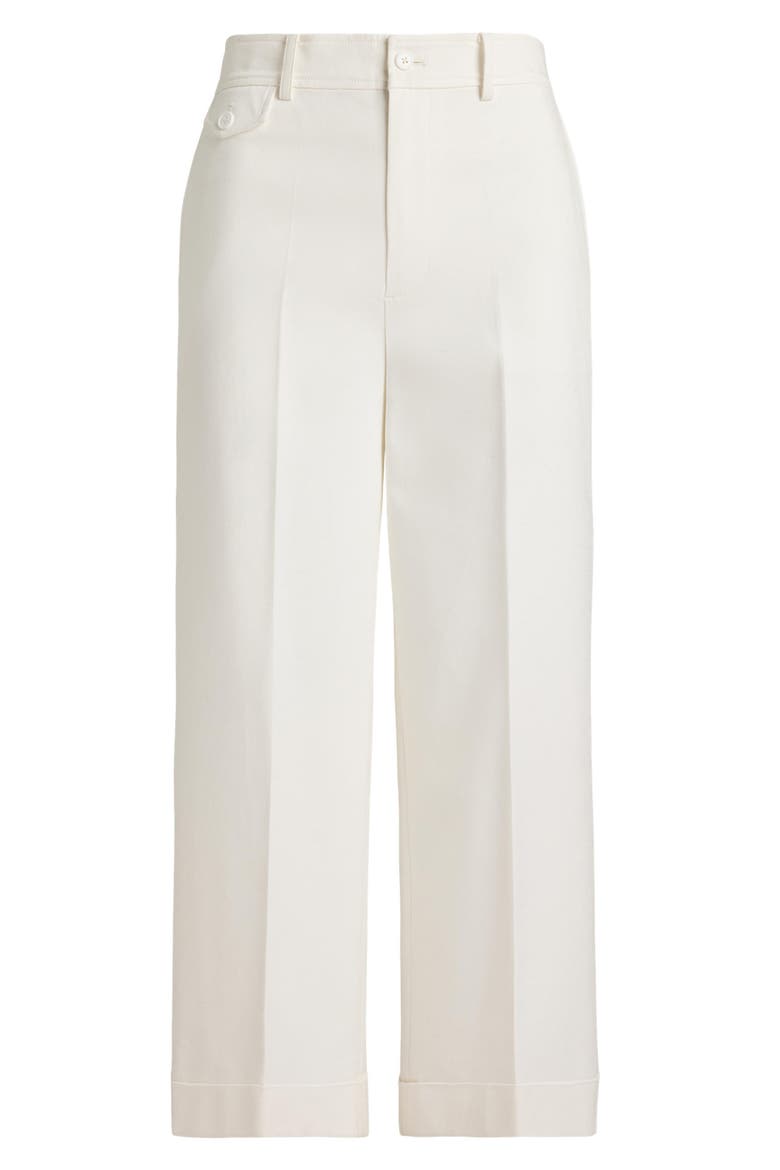 Cotton Stretch Twill Crop Wide Leg Pants, Alternate, color, WHITE
