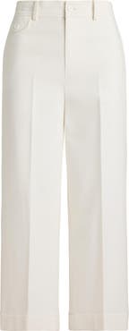Lauren Ralph Lauren Cotton Stretch Twill Crop Wide Leg Pants