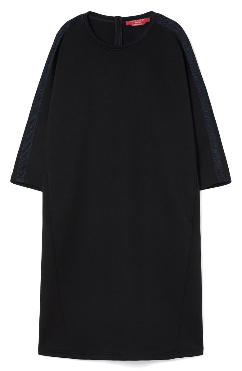 Marina Rinaldi Martin Mesh Detail Scuba Jersey Dress, Alternate, color, Black