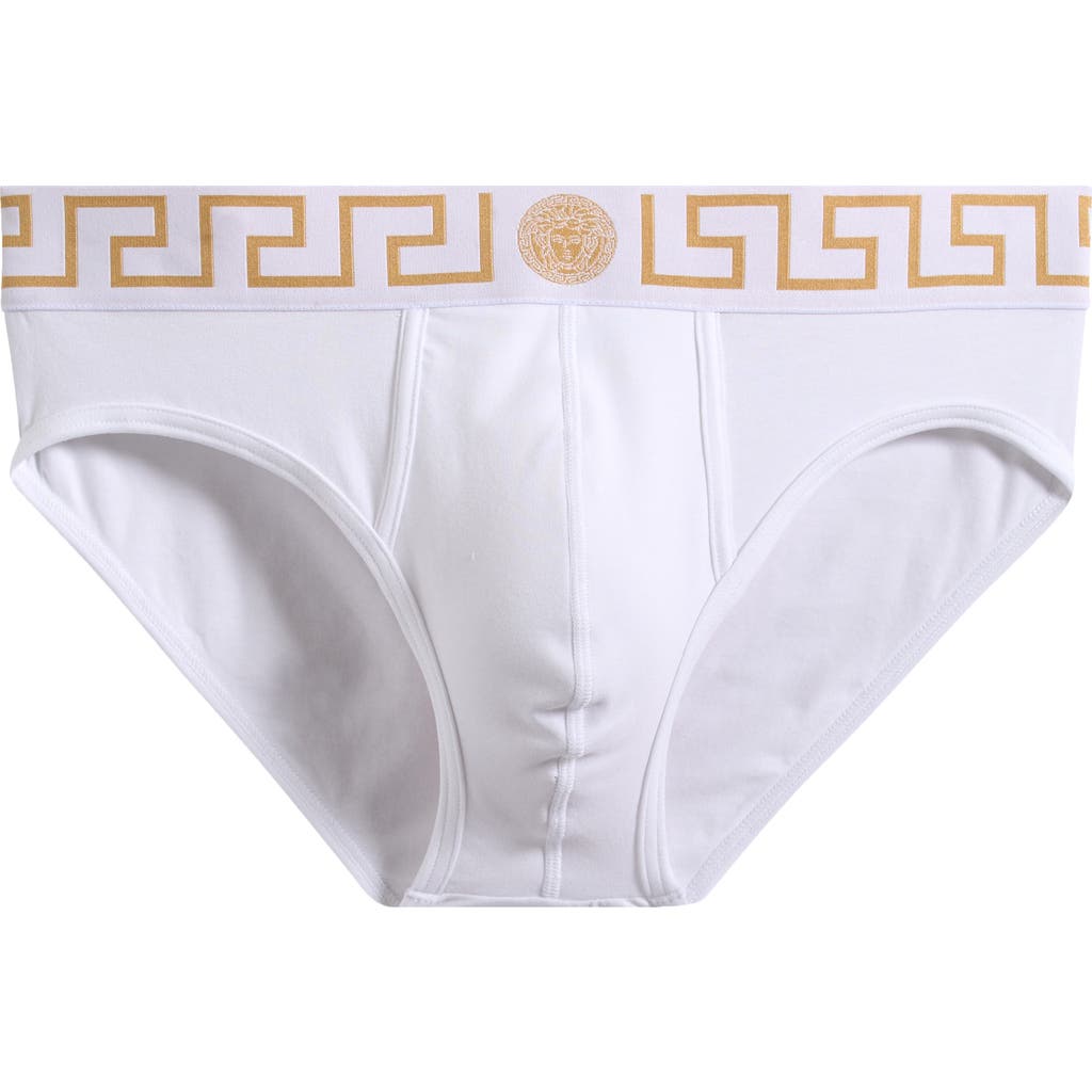Versace Grecca Band Briefs In White