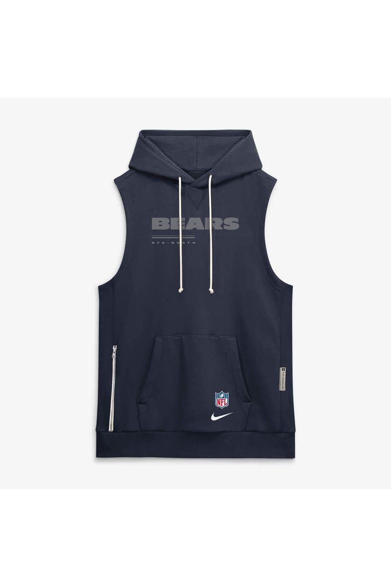 Men's Nike Navy Chicago Bears Sideline Standard Issue Dri-FIT Sleeveless Hoodie, Alternate, color, Navy