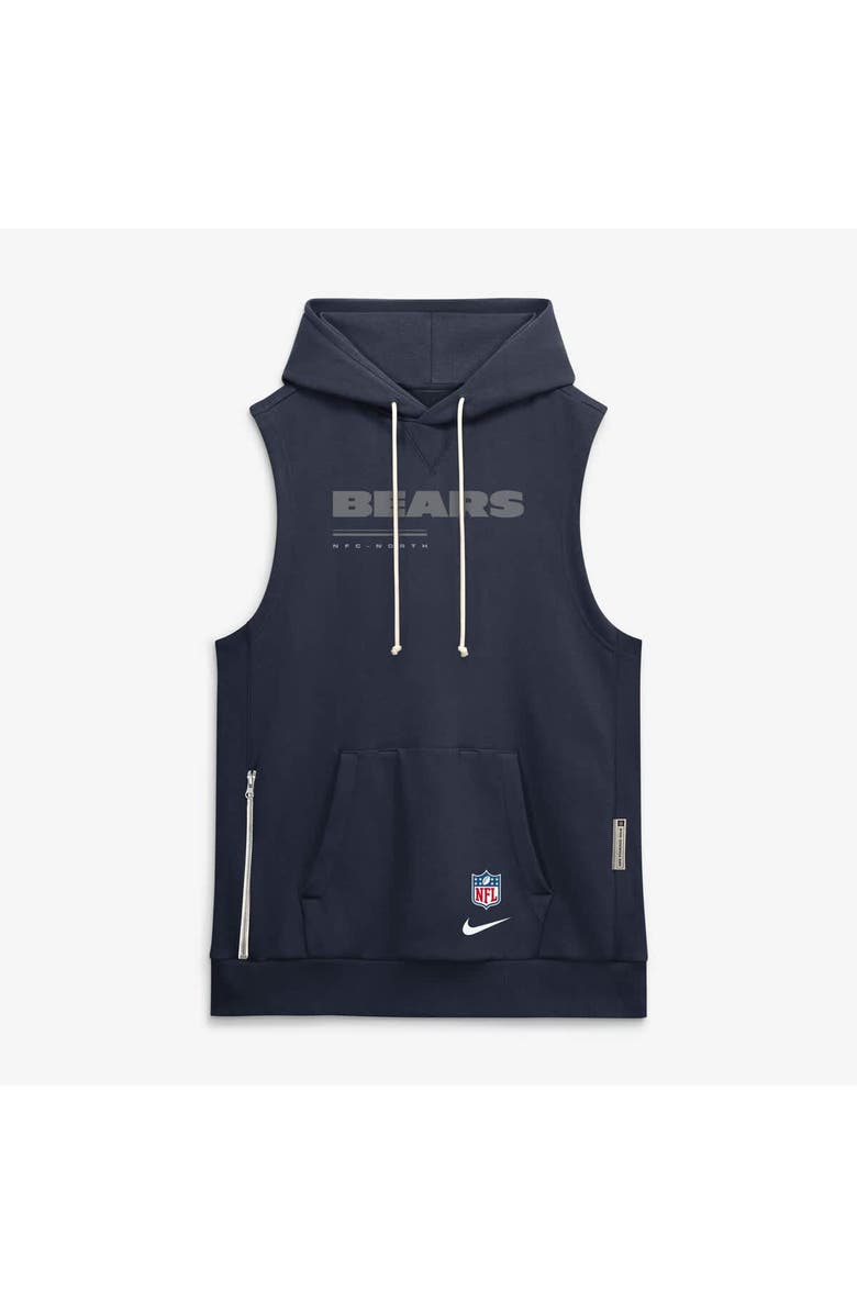 Nike Men's Nike Navy Chicago Bears Sideline Standard Issue Dri-FIT Sleeveless Hoodie, Alternate, color, Navy