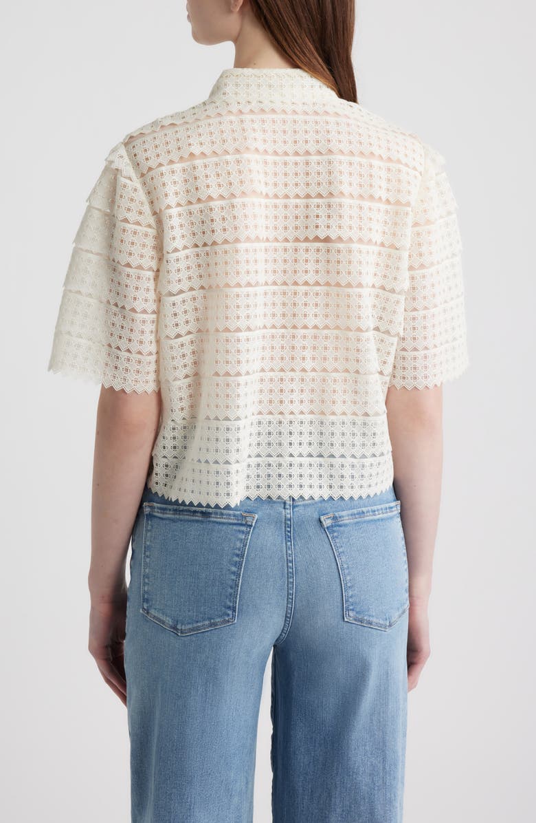 FRAME The Lattice Crochet Button-Up Top, Alternate, color, Cream
