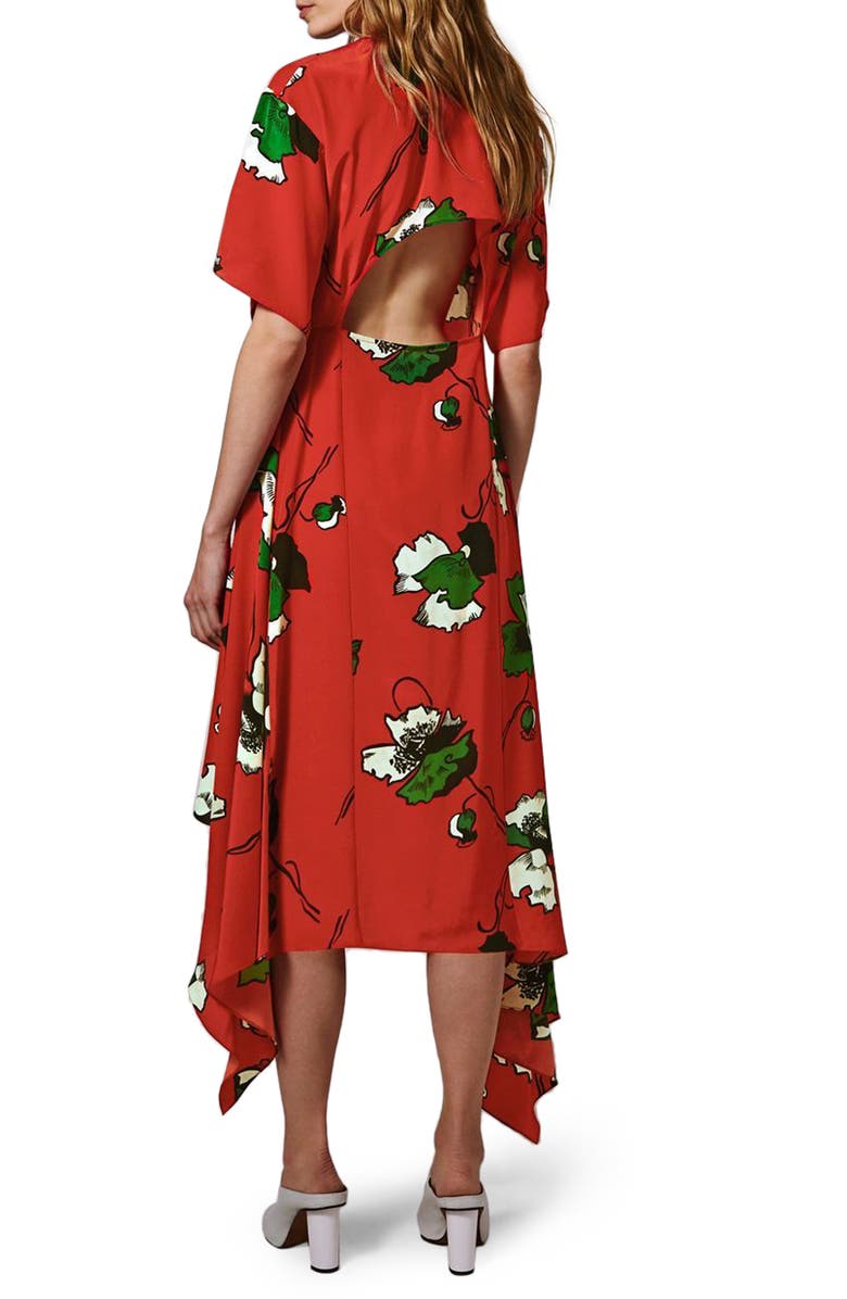 Topshop Boutique Poppy Godet Silk Dress, Alternate, color,